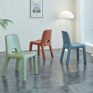 塑料靠背椅子成人加厚凳子奶茶店创意休闲椅客厅阳台单人餐椅家用