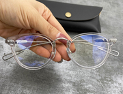 王牌眼镜框架 复古透明板材圆框带鼻托超轻纯钛近视平光镜