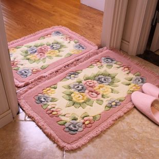 玫瑰花客厅地垫门口脚垫，防滑垫入户蹭灰大门垫卧室床边毯家用地毯