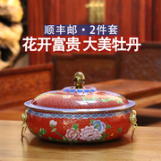 珐琅锅电磁炉铜锅平底锅陶瓷汤锅煲，汤锅家用复古中式老北京火锅锅