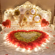生日场景布置七夕浪漫情人节玫瑰花瓣结婚房表白求婚房间床上装饰