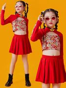 元旦儿童喜庆演出服国潮模特t台走秀潮中国风舞蹈爵士舞服装套装