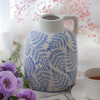 青花瓷花瓶现代简约手绘蓝色厥叶陶瓷花瓶家居花器摆件客厅摆件