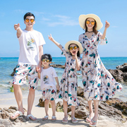 特别高端亲子装海边度家三口母女，沙滩长裙母子装三亚泰国旅游
