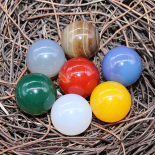 易晶缘彩色玛瑙石水晶球摆件小号儿童宝石头沙矿物科普教学