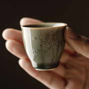 舍己宜物越窑梅子青手工茶杯复古陶瓷品茗杯功夫茶具喝茶杯子单个