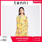 tanni夏季仙女连衣裙小众原创高腰显瘦V领印花商场同款TJ11DR313A