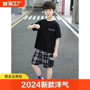 李宁男童夏装运动套装2024洋气中大童男孩夏季韩版两件套潮酷
