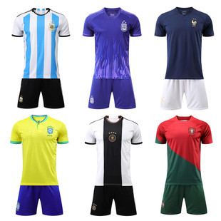 阿根廷巴西成人儿童足球服套装男女，梅西球衣初，中高足球训练服定制