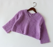 日单紫色V领口毛绒绒面料短款中厚春秋季针织毛衣