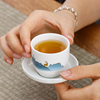 功夫小茶杯子单个紫砂陶瓷主人杯玻璃品茗杯茶具茶盏喝茶碗高白瓷
