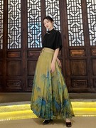 新中式国风马面裙改良汉服女装夏季日常复古风仙女气质半身裙套装