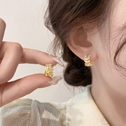 韩国精致镶钻耳钉，女纯银小众设计感高级耳饰2024年耳环