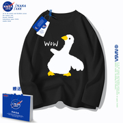 NASA大鹅长袖T恤男女款2023春秋潮流ins宽松纯棉内搭打底上衣