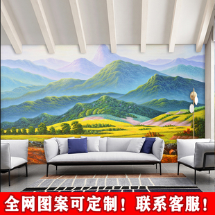 现代巨人山风景背景墙油画，山脉大型电视，壁画客厅沙发卧室装饰壁纸