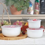 白色小号保鲜碗宝宝，辅食碗陶瓷带盖保鲜容器，酸奶碗微波炉适用外带