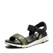 运动休闲凉鞋女夏季露趾坡跟水台低跟绿色条纹松紧带软SF82115030