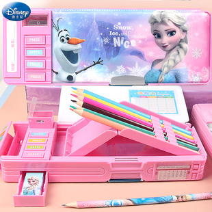 迪士尼文具盒苏菲亚冰雪公主小学生多功能折叠铅笔盒女生笔袋儿童