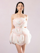 越南设计师小众彩色渐变抹胸公主气质小礼服生日聚会短裙连衣裙