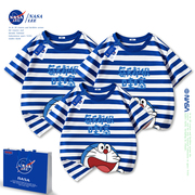 NASA亲子装2023夏装一家三口母子短袖t恤纯棉夏季半袖全家装