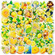 50张柠檬涂鸦贴纸卡通小清新水果儿童柠檬奶茶封口贴可爱创意贴画