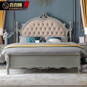 美式轻奢床双人主卧婚床储物床1.8米实木欧式雕花床 法式家具