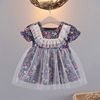 女童夏装短袖裙0-1-2-3岁女宝宝洋气连衣裙6个月，婴儿女孩网纱裙子