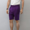 西装短裤廓尔喀复古精致紫色翻边修身量身亚麻夏季上海实体男