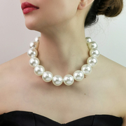大牌欧美夸张时尚仿珍珠母贝项链女性 气质优雅短项链白领饰品