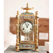 欧美式复古台式钟创意摆钟座钟客厅壁炉景泰蓝珐琅镀金机械座钟