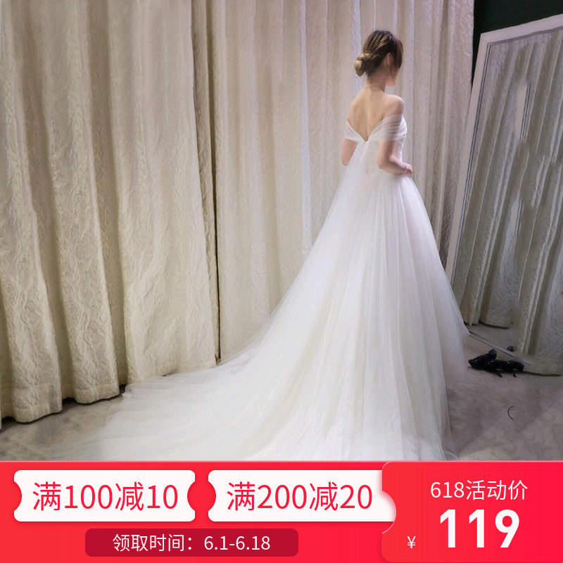 法式拖尾新款出门纱简约超仙森轻婚纱礼服2019一字肩新娘结婚在类目 女装/女士精品, 婚纱/旗袍/礼服, 婚纱中 - 来自Buy2taobao.com提供专业的淘宝代购服务