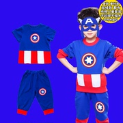 六一儿童节服装演出服披风斗篷，cos超人男童表演面具，美国队长套装