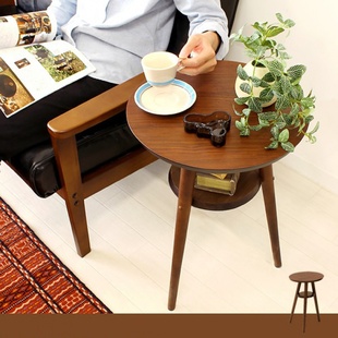日式原木创意小茶几时尚客厅书房卧室现代简约双层小户型边几角几