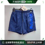 99新未使用香港直邮alexandermcqueen深蓝色徽标提花短裤
