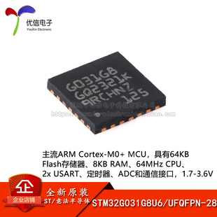 stm32g031g8u6ufqfpn-28armcortex-m0+32位微控制器，-mcu