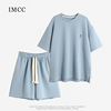 imcc懒人套装~设计感小众刺绣三角两件套运动装，女宽松短袖t恤短裤