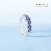 MaBelle/玛贝尔18K白金 蓝宝石拼镶钻石戒指 蓝宝石合计1.49克拉