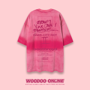 布斯罗伊德 WOODOO 设计师品牌 美式印花字母水洗做旧 男女T恤
