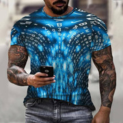 抽象旋涡3D印花T恤个性图形体恤男式休闲短袖 亚马逊外贸欧美大码