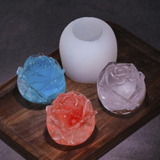 3D立体食品级硅胶冰模 玫瑰花造型冰模 威士忌冰球模酒吧大冰球模