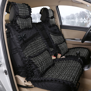 汽车坐垫四季通用全包围思域英朗骐达座椅套男女士专用蕾丝款座垫