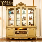 欧式酒柜实木雕花别墅家具，装饰柜香槟金单门双门四门多功能储物柜