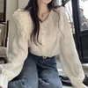 女士衬衫2025春秋设计感蕾丝娃娃领长袖时尚洋气时髦别致漂亮上衣