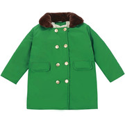 儿童大衣加棉加厚中长款保暖冬，季军绿色男童，外套复古棉衣加绒宝宝
