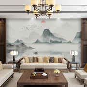 新中式沙发电视背景墙壁纸卧室墙布影视墙壁画客厅禅意山水画墙纸