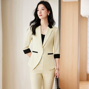 韩版时尚气质西装外套女2024高级感小个子七分袖休闲西服套裤