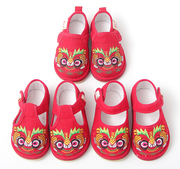 虎头鞋儿童手工布鞋软底婴儿周岁，红色鞋男女，宝宝鞋透气防滑中国风