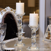 欧式水晶玻璃蜡烛台烛光晚餐婚庆婚礼烛台道具餐桌装饰烛台摆件