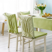 现代简约素色条纹布艺餐椅椅垫椅背套 北欧加厚透气椅子垫坐垫