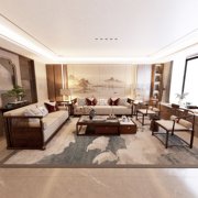 新中式实木沙发组合现代简约轻奢别墅客厅样板房酒店实木沙发家具